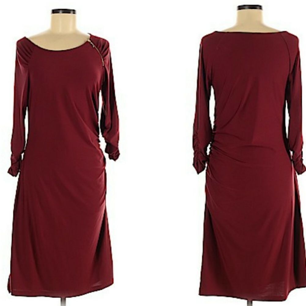 Mark Burgundy ruched women's shift dress